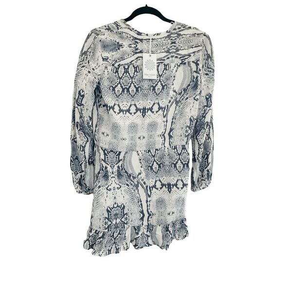 Brand New Blue Island Beach Python Print Faux Wrap dress Size XS - Picture 5 of 11